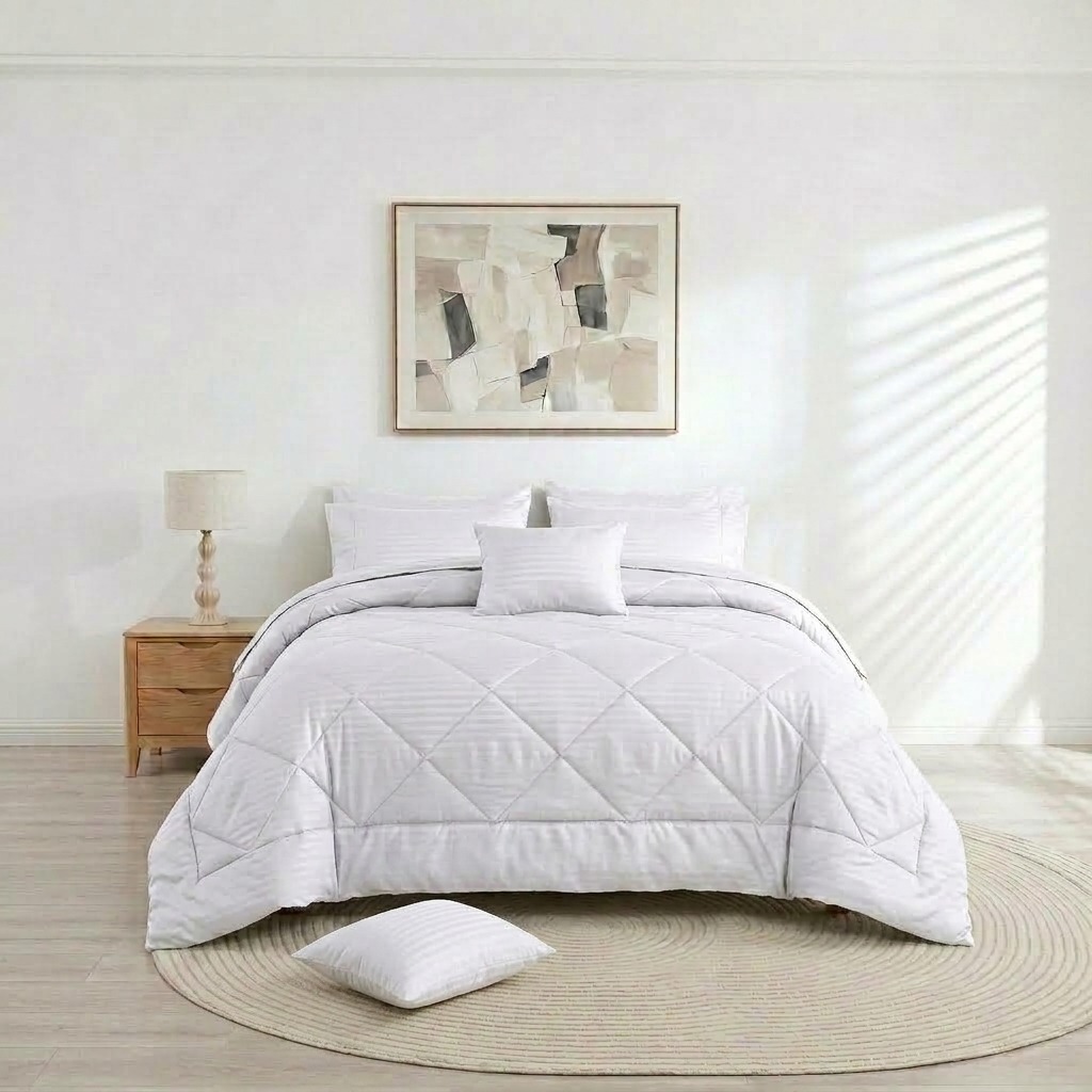 Microfiber Burnt Stripe Comforter SET (10) PCS - Nefertity